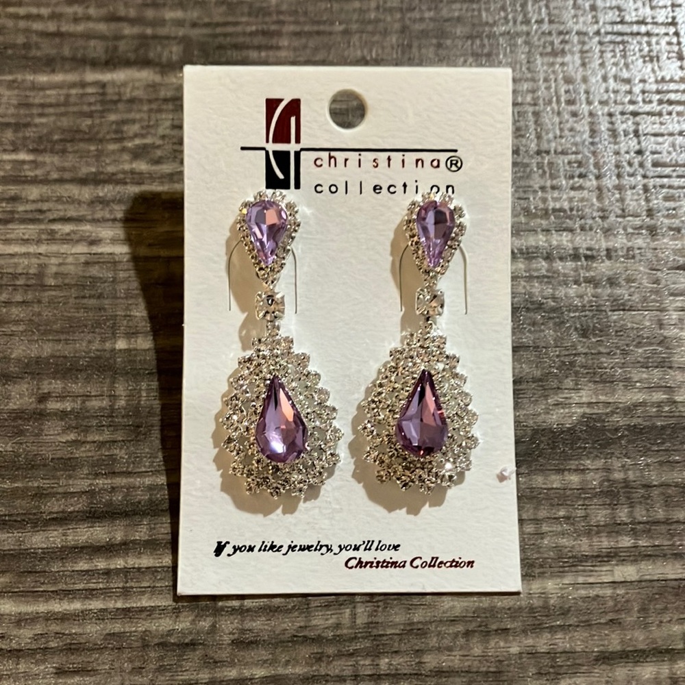 Silver Purple Earrings